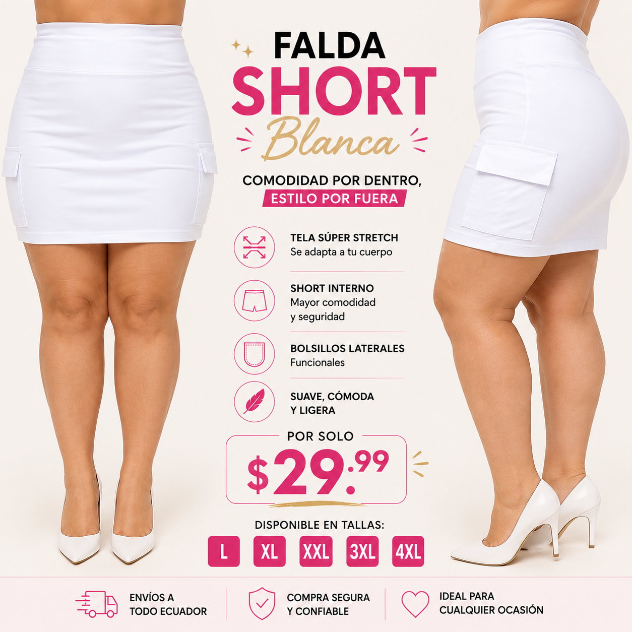 Falda Short Blanca - Imagen 1